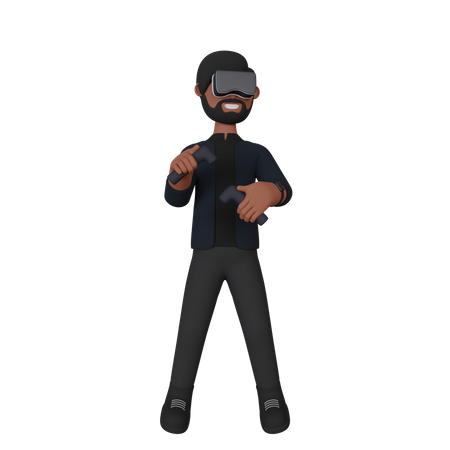 Boy playing VR game  3D Illustration