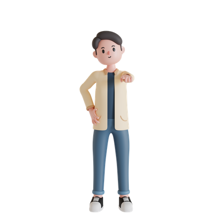 Boy pointing something  3D Illustration