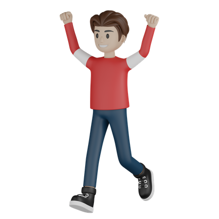 Boy Sport Supporter running and cheering success  3D Icon