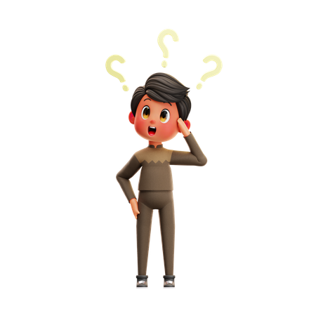 Boy thinking  3D Illustration