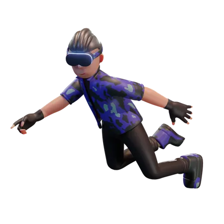 Boy using VR technology  3D Illustration