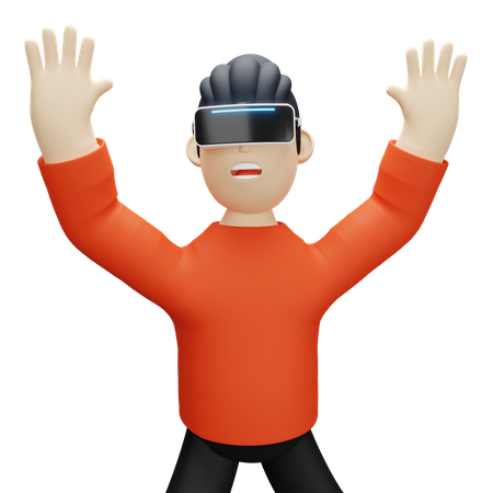 Boy using VR technology  3D Illustration