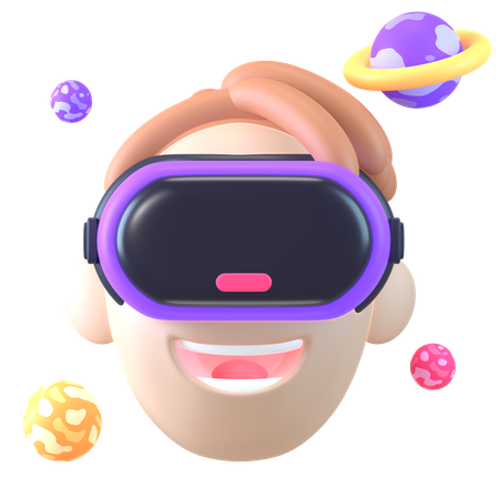 Boy Using Vr Technology  3D Icon