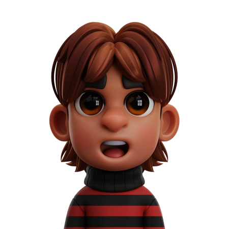 BOY WITH LONG HAIR  3D Icon