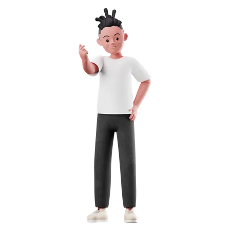 Boy with Love Sign Pose  3D Illustration