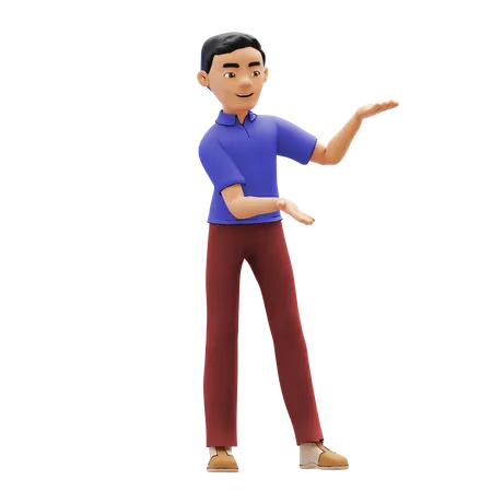 Boy with presenting gesture  3D Illustration