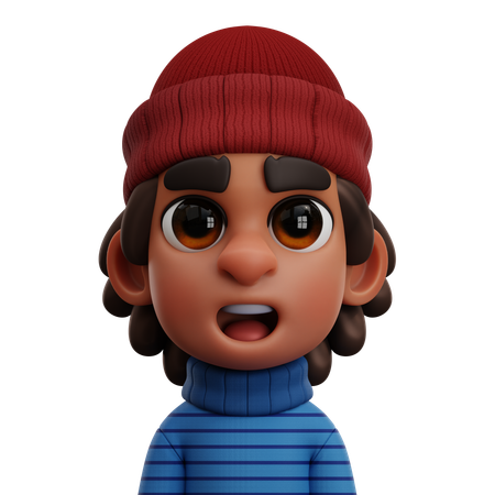 BOY WITH RED BEANIE  3D Icon