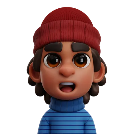 BOY WITH RED BEANIE  3D Icon