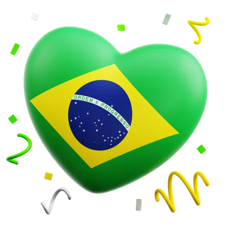 Brazilian Flag Heart  3D Icon