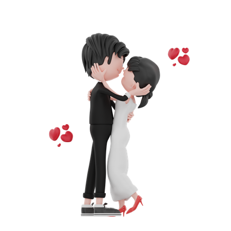 Bride and groom are looking at each other  3D Illustration