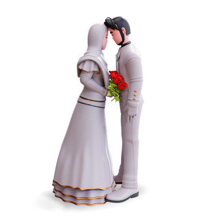 Bride and groom with heads together  3D Illustration