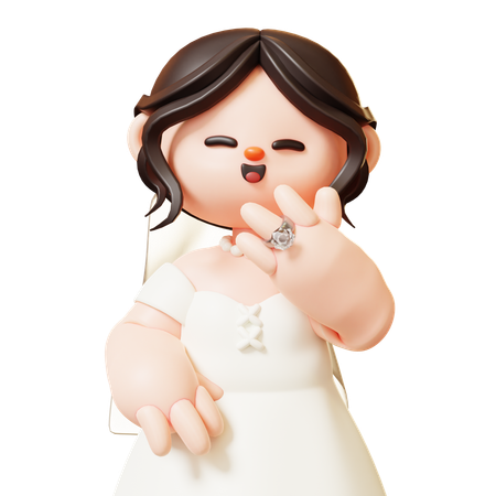 Bride Showing Wedding Ring  3D Illustration