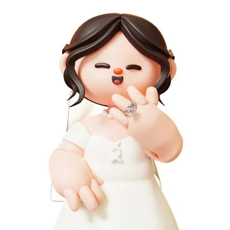 Bride Showing Wedding Ring  3D Illustration