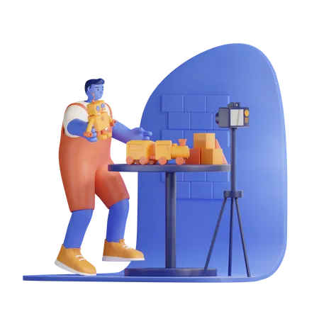 Vlogger de brinquedos  3D Illustration