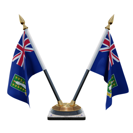 British Virgin Islands Double Desk Flag Stand  3D Flag