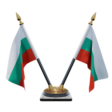 Bulgaria Double Desk Flag Stand  3D Flag