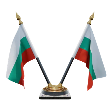 Bulgaria Double Desk Flag Stand  3D Flag