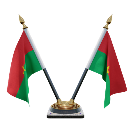 Burkina Faso Double Desk Flag Stand  3D Flag