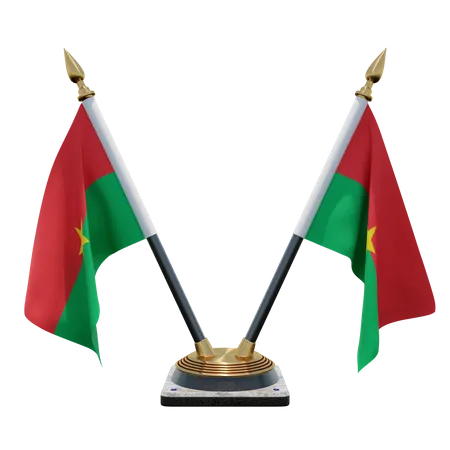 Burkina Faso Double Desk Flag Stand  3D Flag