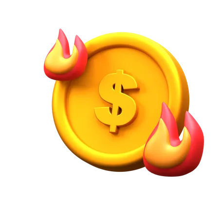 Burn Coin  3D Icon