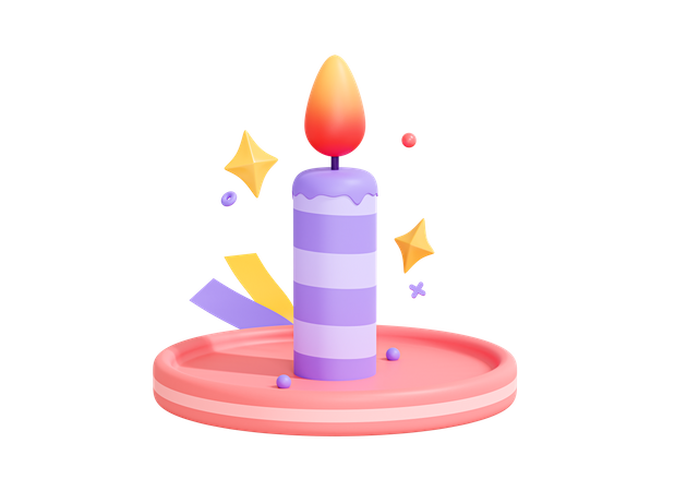 Burning Candle  3D Icon