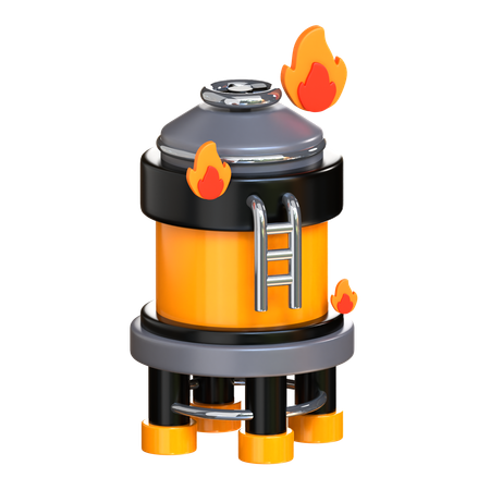 Burning Oil Tank  3D Icon