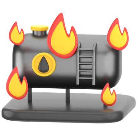 Burning Oil Tank  3D Icon