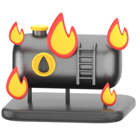 Burning Oil Tank  3D Icon