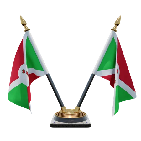 Burundi-Doppel-Tischflaggenständer  3D Flag