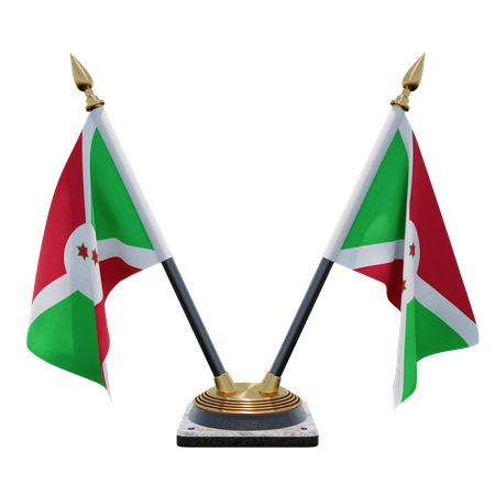 Burundi Double Desk Flag Stand  3D Flag