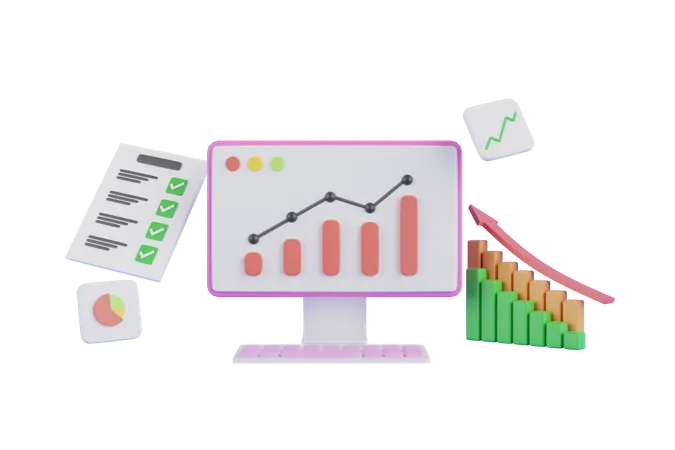 Business Growth Graph  3D Illustration