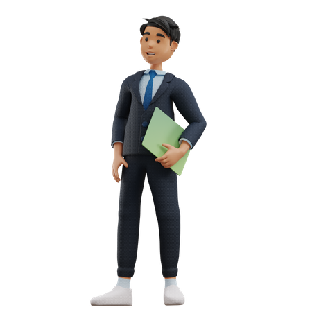 Business Man Holding Book  3D Illustration