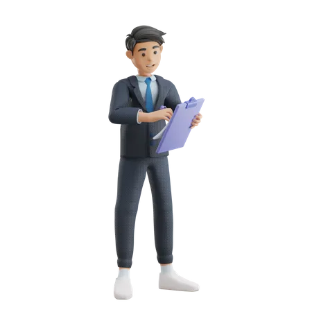 Business Man Taking Notes  3D Illustration