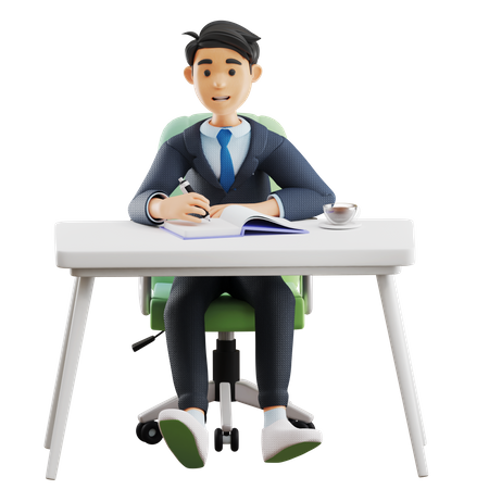 Business Man Working  3D Illustration