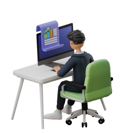 Business Man Working With Data  3D Illustration