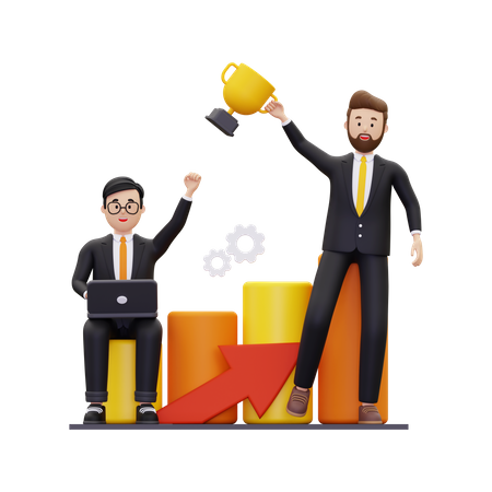 Business partner achieving success together  3D Illustration