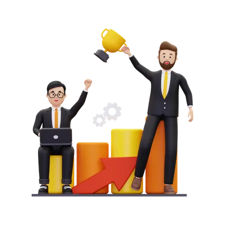 Business partner achieving success together  3D Illustration