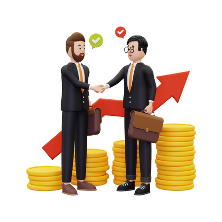 Business partner shaking hands for growth  3D Illustration