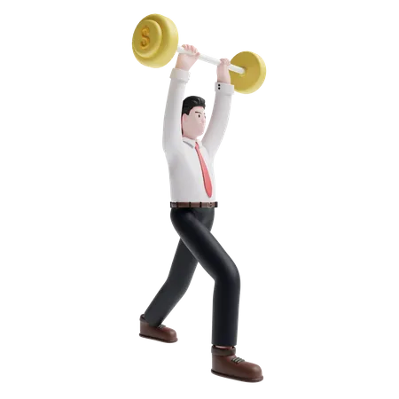 Business person lifting weight  3D Illustration