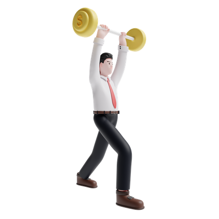 Business person lifting weight  3D Illustration