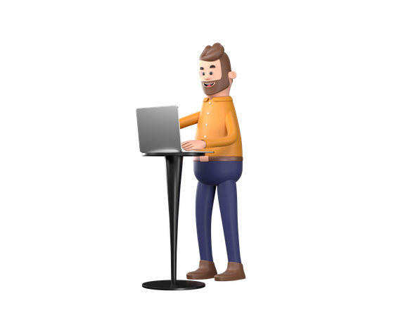 Business person working on laptop  3D Illustration