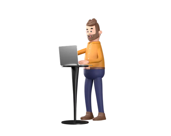 Business person working on laptop  3D Illustration