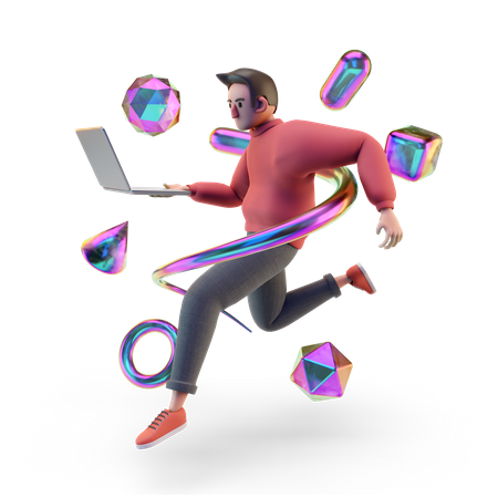 Business person working on laptop  3D Illustration