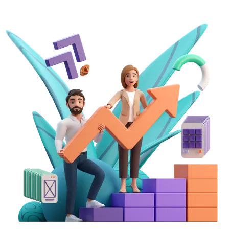 Business Team Doing Business Growth  3D Illustration