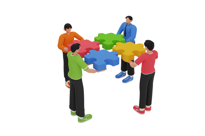 Business team solving problem  3D Illustration