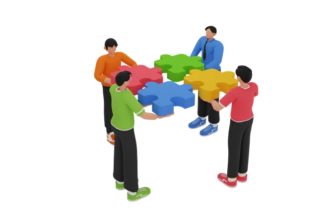 Business team solving problem  3D Illustration