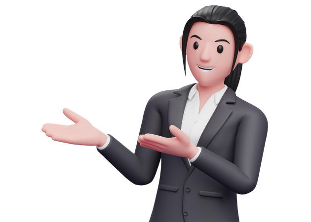 Business woman presenting something  3D Illustration