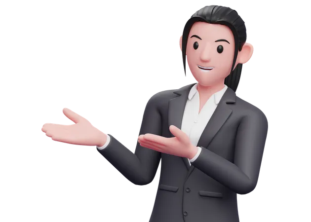 Business woman presenting something  3D Illustration