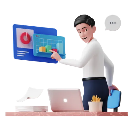 Businessman analyzing data  3D Illustration