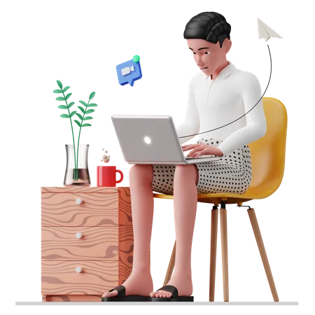 Businessman attending online meeting  3D Illustration